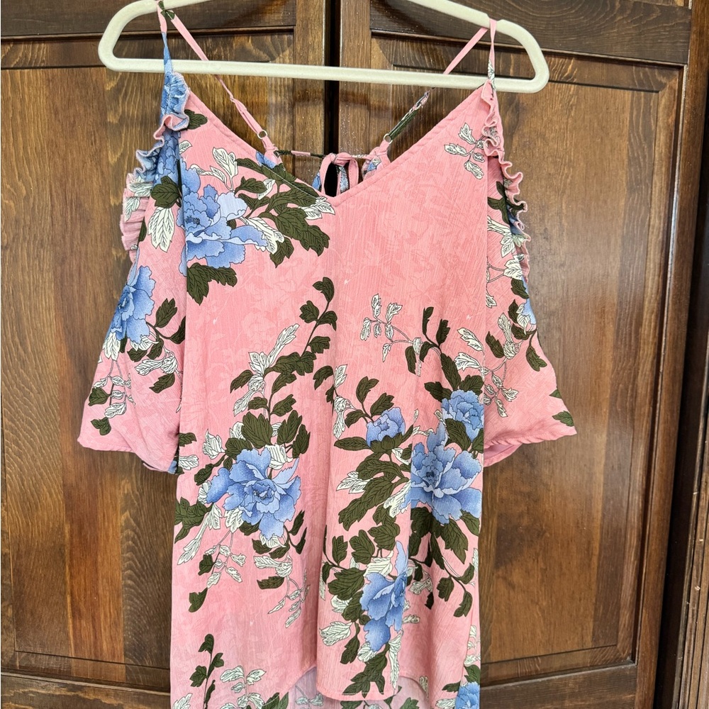 Cottagecore Romantic Open Shoulder Boho Ruffle Sleeve Top Size Medium